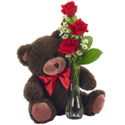 3 Roses with Bear Love 8